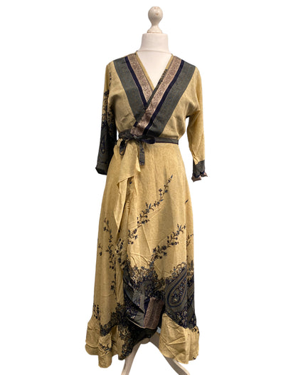 Festival Stall LTD Boho festival Clothing Long Wrap Dress pretty summer Boho hippy Festival maxi Sari - Silk UK 8 10 12 14