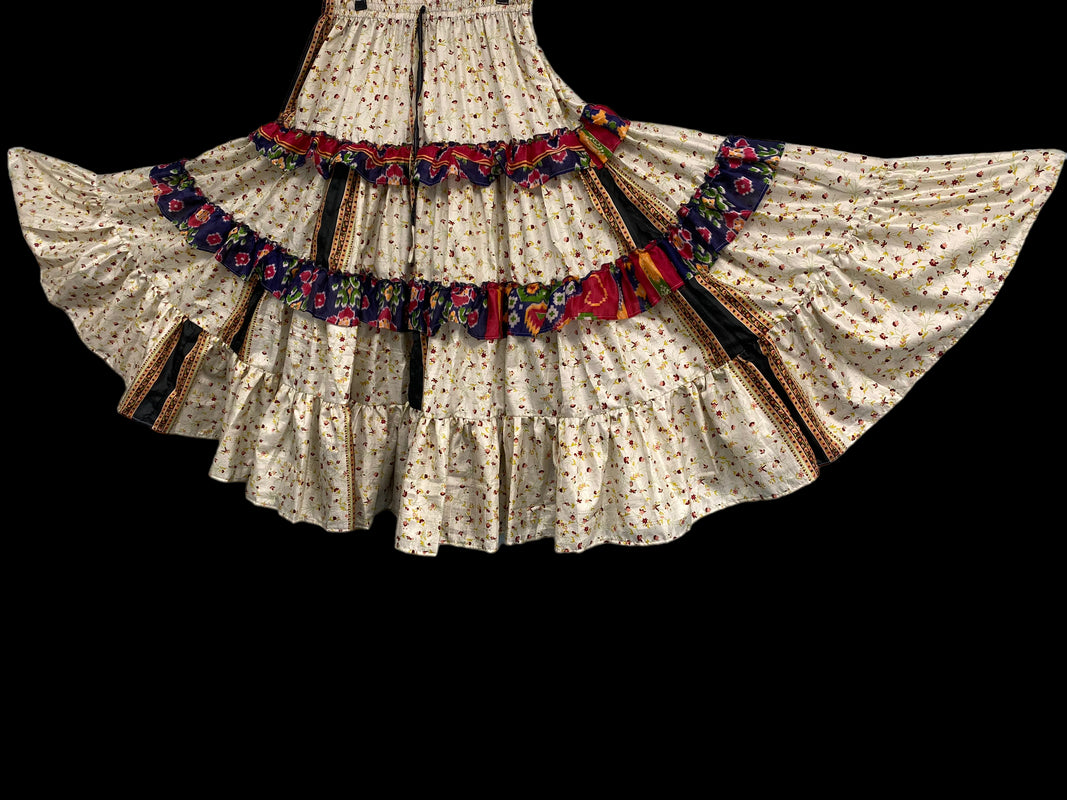 Posie 25 yard circle SKIRT, Boho Gypsy Hippy Steampunk Festival party, Flamenco Belly Dance ATS Tribal fusion