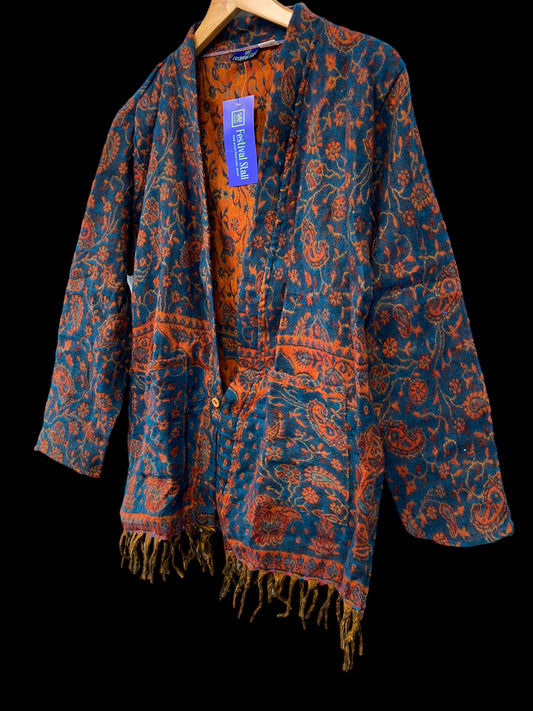 JACKET coat cardigan Boho Hippy Festival winter warm tassel ONE SIZE 8-16 gift