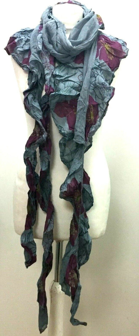 Funky Dark Grey wrap SCARF, Boho hippy goth pixie fairy COTTON tassel by LETTUCE