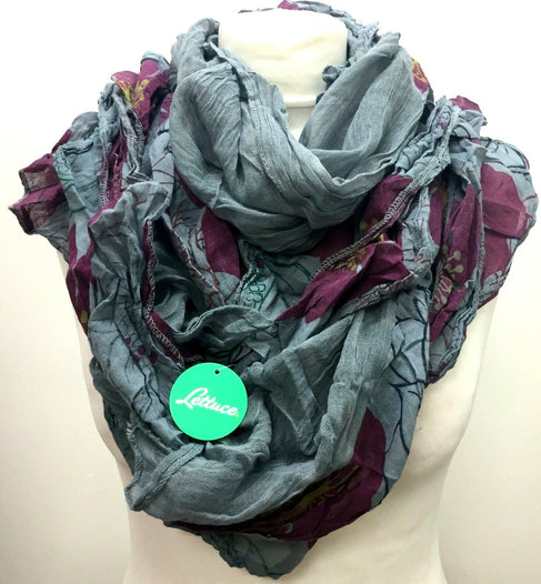 Funky Dark Grey wrap SCARF, Boho hippy goth pixie fairy COTTON tassel by LETTUCE