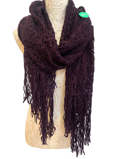 Dark Purple Crotchet Shawl pashmia wrap scarf, Boho hippy goth style, Super soft, warm winter gift idea, mums gift