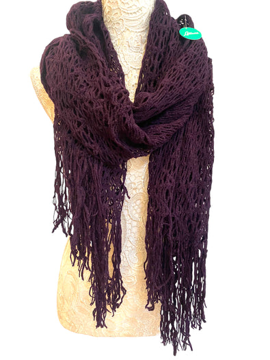 Dark Purple Crotchet Shawl pashmia wrap scarf, Boho hippy goth style, Super soft, warm winter gift idea, mums gift