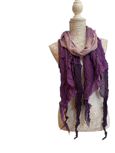 PURPLE Scarf wrap Boho hippy goth dip dye long tassel LETTUCE OF LONDON gift idea