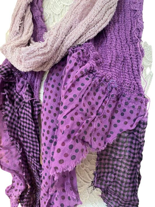 PURPLE Scarf wrap Boho hippy goth dip dye long tassel LETTUCE OF LONDON gift idea