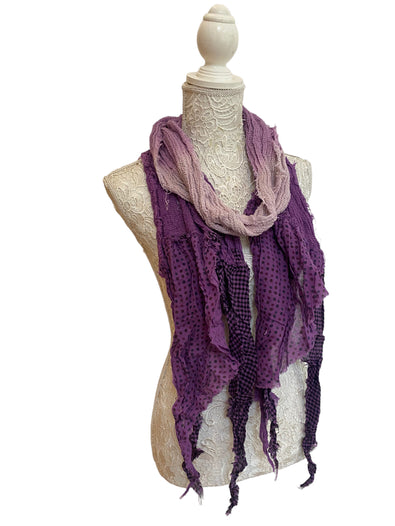 PURPLE Scarf wrap Boho hippy goth dip dye long tassel LETTUCE OF LONDON gift idea