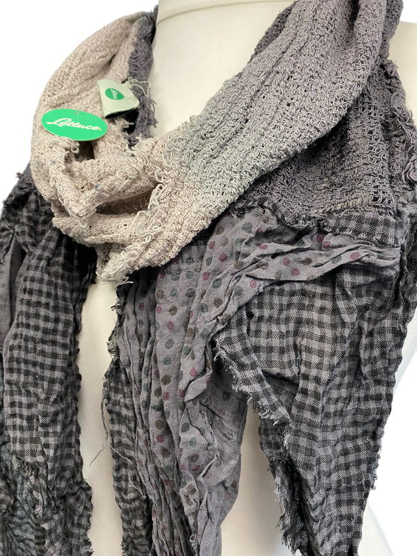 GREY Scarf wrap Boho hippy goth dip dye long tassel LETTUCE OF LONDON gift idea