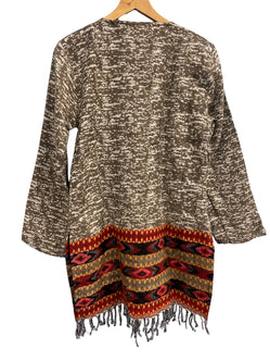 Festival Stall LTD Boho festival Clothing BROWN TUNIC JUMPER PULLOVER SWEATER Boho hippy winter warm tassel top UK 12 14