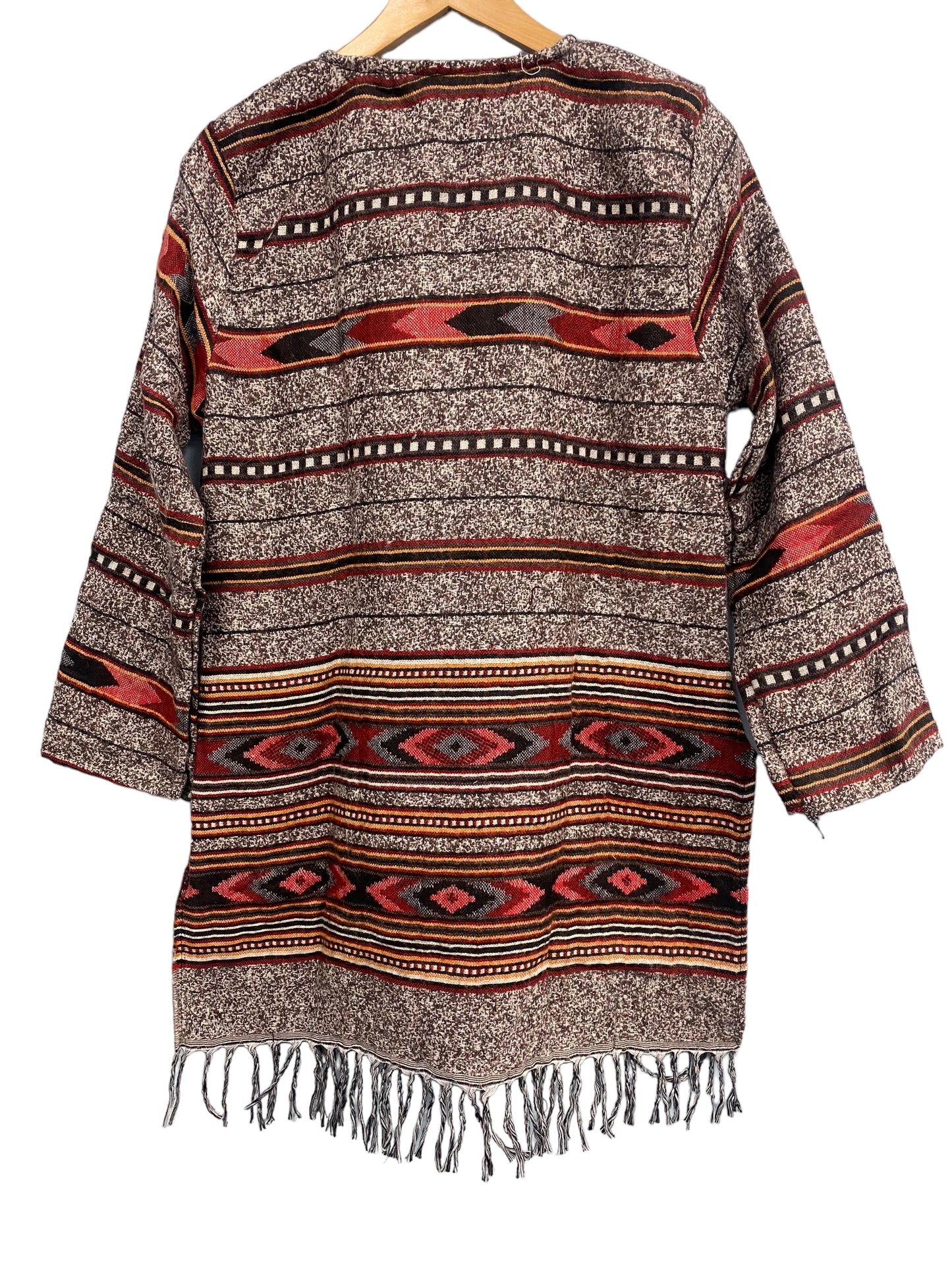 TUNIC JUMPER PULLOVER SWEATER Boho hippy BROWN winter warm tassel top UK 12 14