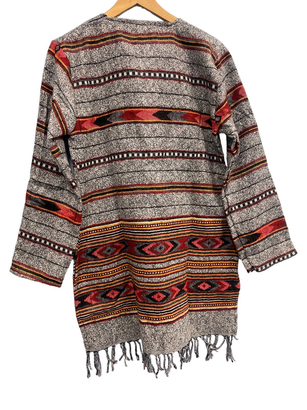 TUNIC JUMPER PULLOVER SWEATER Boho hippy BROWN winter warm tassel top UK 12 14