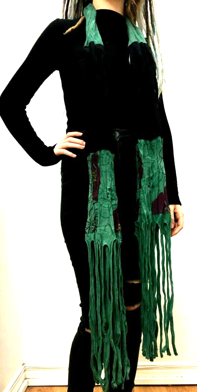 JADE Green wrap SCARF, funky tassel, Boho Hippy Dreadlock Festival style gift