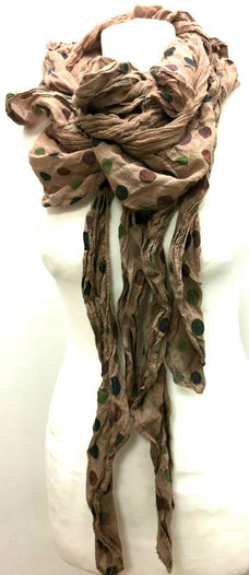 SCARF Boho hippy POLKA DOT goth pixie fairy BEIGE tassel festival LETTUCE Funky