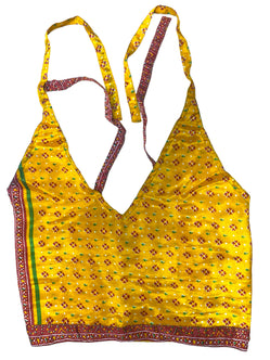 YELLOW Crop Top sexy Boho Hippy Festival pretty summer sun vest A B cup UK 8 10 12