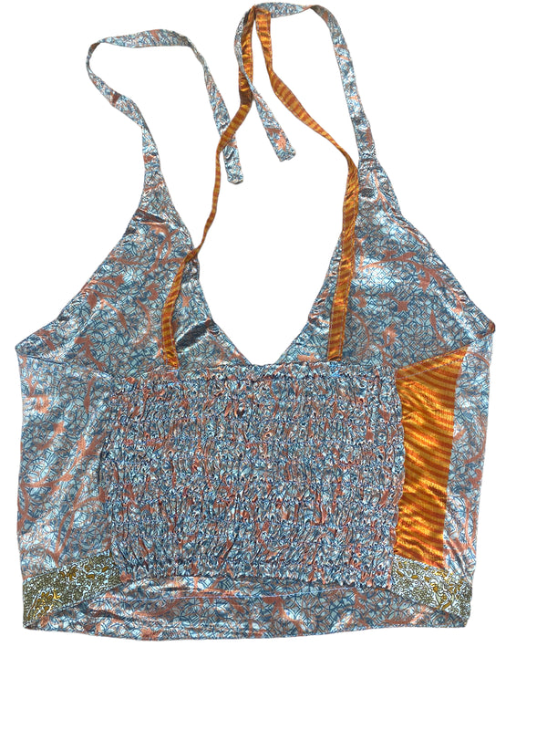 ORANGE Crop Top sexy Boho Hippy Festival pretty summer sun vest A B cup UK 8 10 12