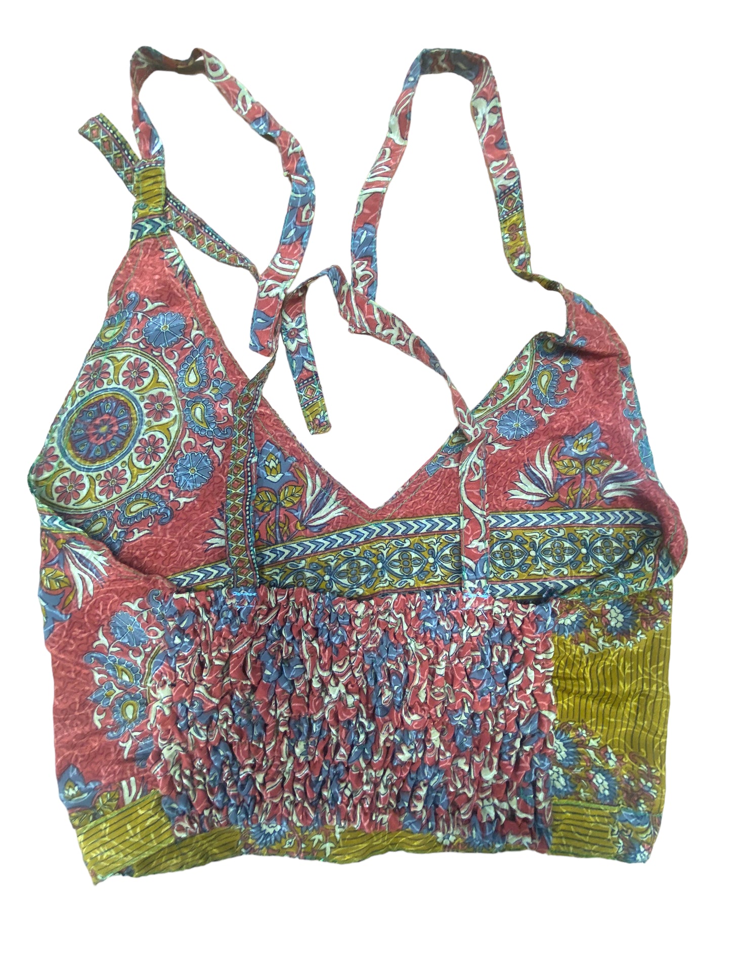 BLUE Crop Top sexy Boho Hippy Festival pretty summer sun vest A B cup UK 8 10 12