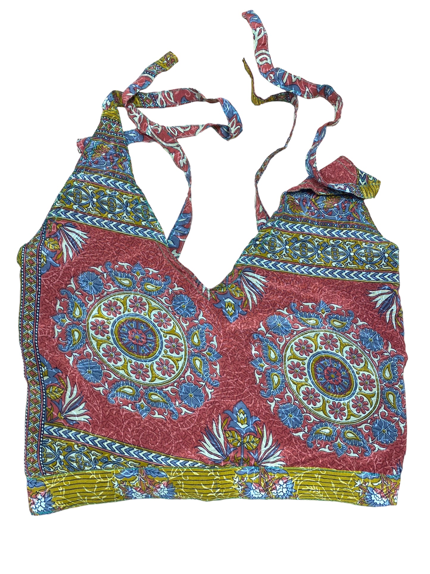 BLUE Crop Top sexy Boho Hippy Festival pretty summer sun vest A B cup UK 8 10 12