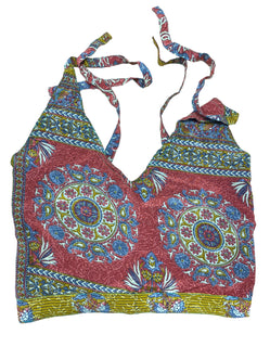 BLUE Crop Top sexy Boho Hippy Festival pretty summer sun vest A B cup UK 8 10 12