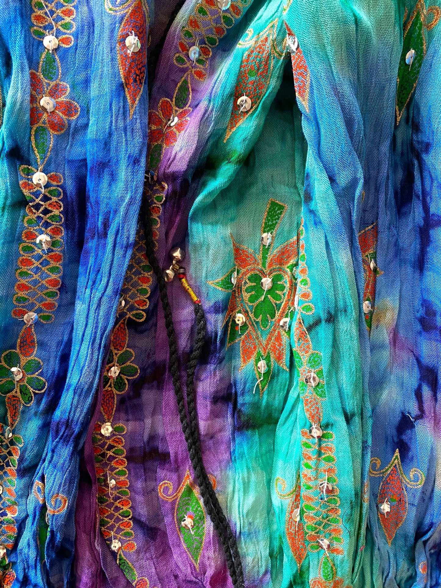 Stargazer Long Skirt, Purple & Spearmint Green, Tie Dye Sequined, Festival Boho Hippie Maxi style UK 8 10 12 14