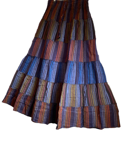 Long BLUE & PURPLE skirt, summer layered Festival Boho Hippie Maxi style UK 8 10 12 16