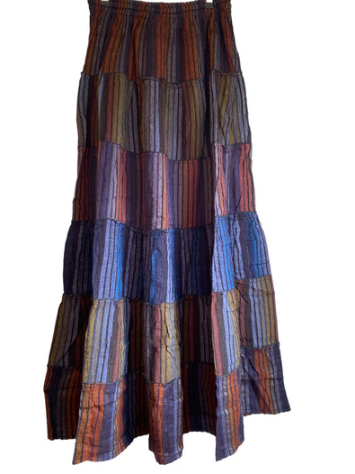 Long BLUE & PURPLE skirt, summer layered Festival Boho Hippie Maxi style UK 8 10 12 16