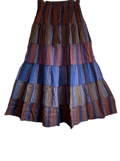 Long BLUE & PURPLE skirt, summer layered Festival Boho Hippie Maxi style UK 8 10 12 16