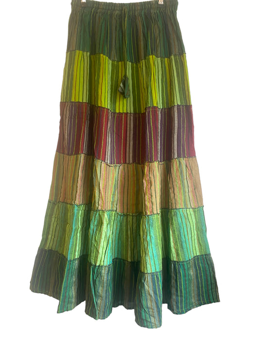 Boho Long skirt, GREEN, RED, BROWN Summer layered Festival Hippie Maxi style, Extra long UK 8 10 12 16