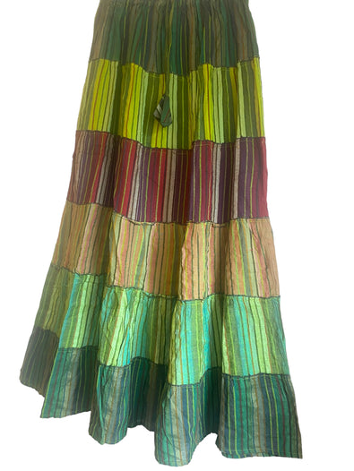 Boho Long skirt, GREEN, RED, BROWN Summer layered Festival Hippie Maxi style, Extra long UK 8 10 12 16