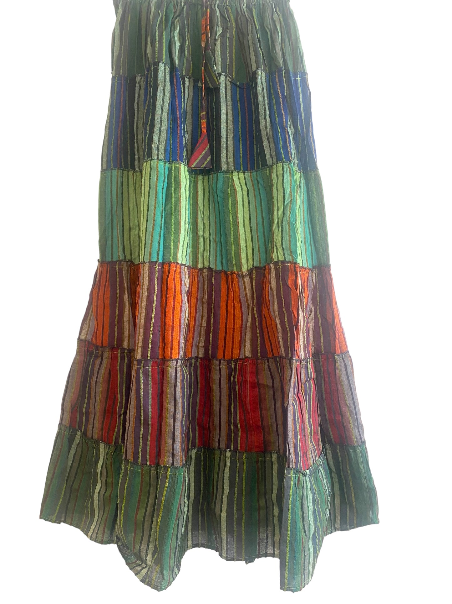 Boho Long skirt, GREEN, BLUE, RED summer layered Festival Hippie Maxi style UK 8 10 12 16