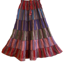 Boho Long SKIRT, Purple, PINK, RED, Summer layered Festival Hippie Maxi style UK 8 10 12 16