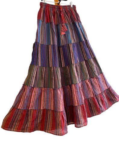 Boho Long SKIRT, Purple, PINK, RED, Summer layered Festival Hippie Maxi style UK 8 10 12 16