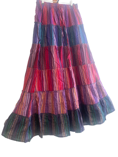 Boho Long SKIRT, Purple, PINK, GREEN, Summer layered Festival Hippie Maxi style Extra Long UK 8 10 12 16