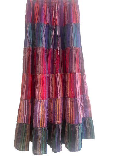 Boho Long SKIRT, Purple, PINK, GREEN, Summer layered Festival Hippie Maxi style Extra Long UK 8 10 12 16