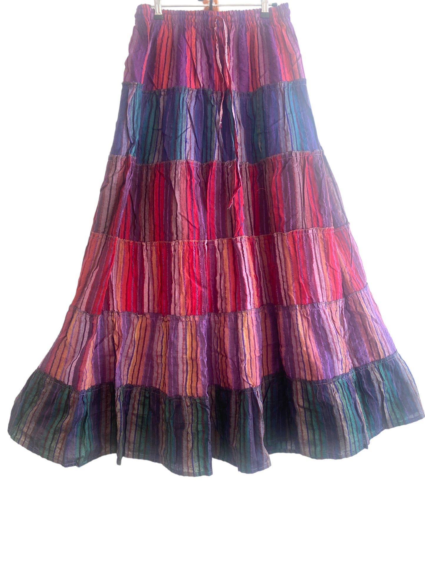 Boho Long SKIRT, Purple, PINK, GREEN, Summer layered Festival Hippie Maxi style Extra Long UK 8 10 12 16