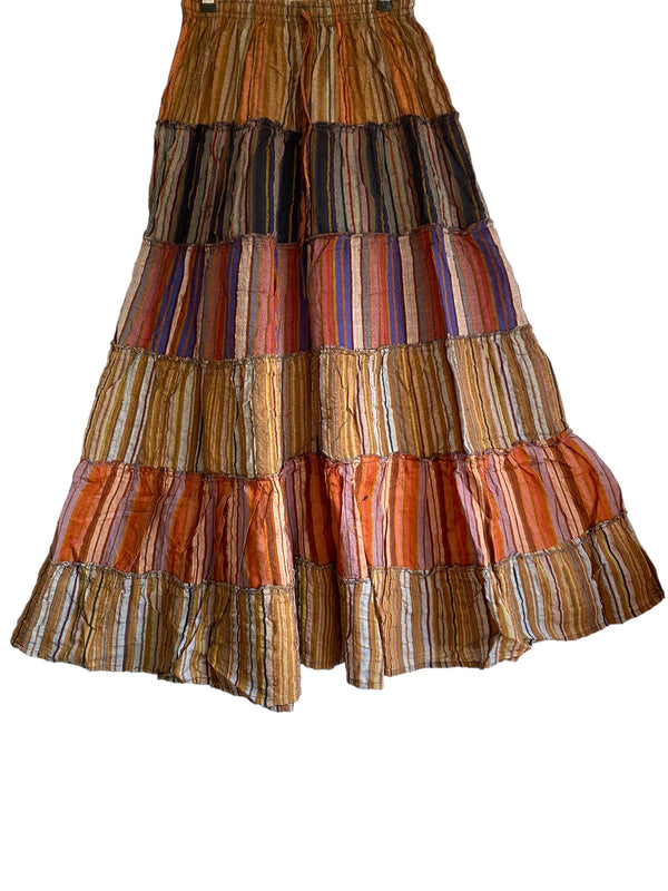 Boho Long skirt,  Brown Pagan Earth Mother, Summer layered Festival Hippie Maxi style UK 8 10 12 16