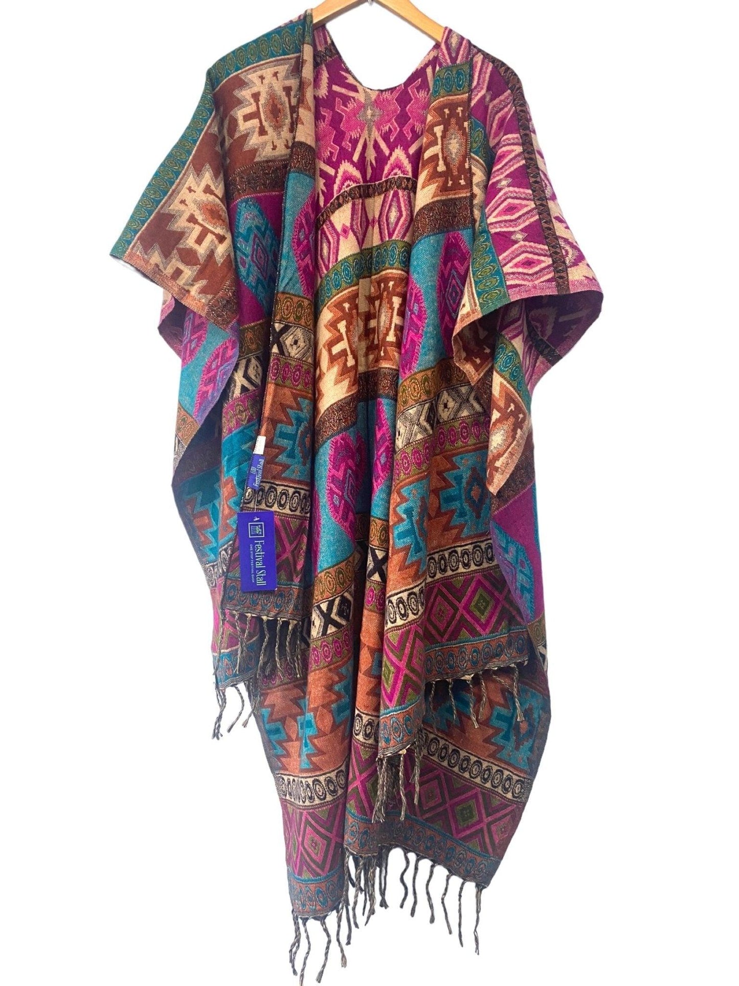 Festival Stall LTD Boho festival Clothing Wool blanket shawl throw cape wrap poncho nepalese yoga festival hippie boho