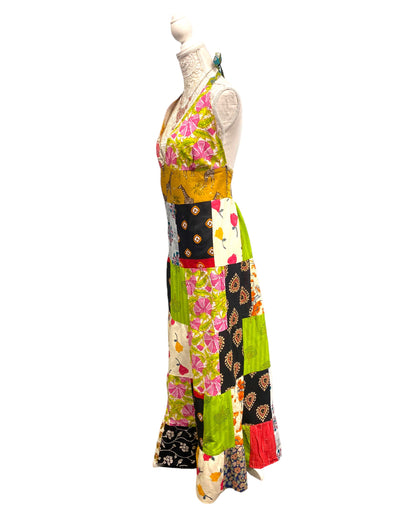 Boho pixie fairy festival hippy hippie summer patchwork long maxi dress s m l xl