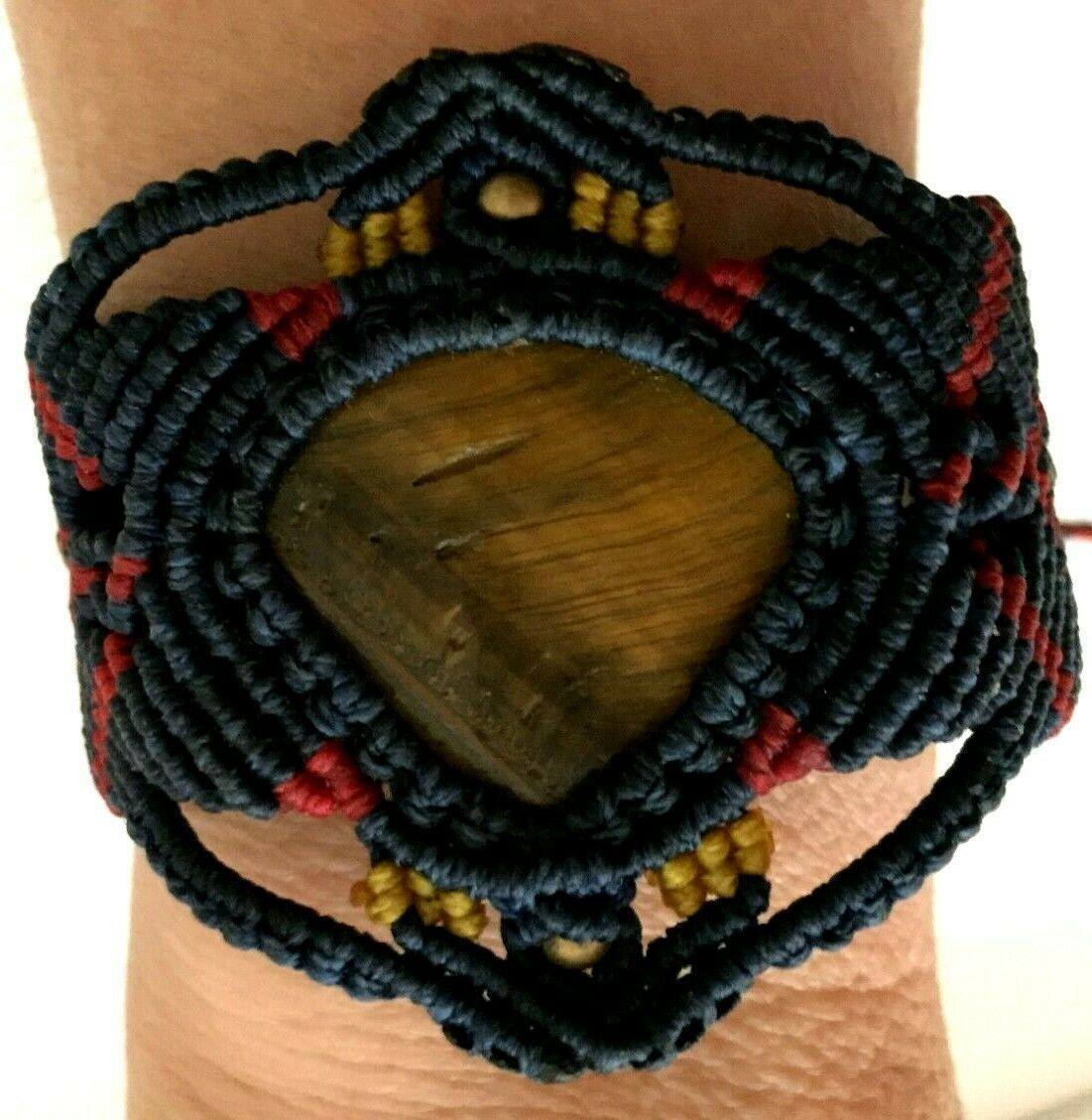 Festival Stall LTD Boho festival Clothing AZTEC Macrame CRYSTAL TIGERS EYE Boho Yoga hippy Cuff Bangle Thread Bracelet 2