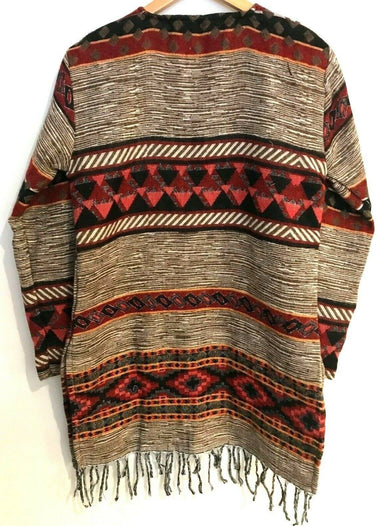 Festival Stall LTD Boho festival Clothing Boho hippie brown winter warm woven tassel long sleeve blouse top tunic 12 14