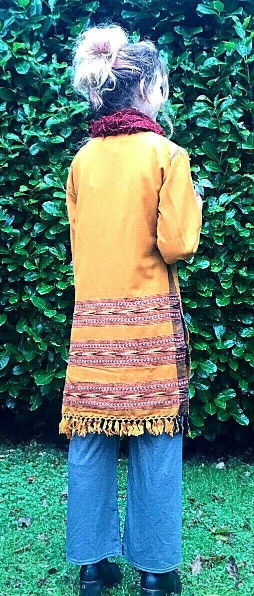 Festival Stall LTD Boho festival Clothing Boho Hippie Festival Winter Warm tassel YELLOW MUSTARD top long Tunic blouse M L