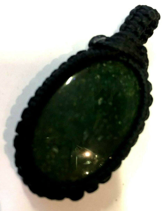 Festival Stall LTD Boho festival Clothing Boho hippy festival emo goth macrame gemstone moss agate pendant handmade 18