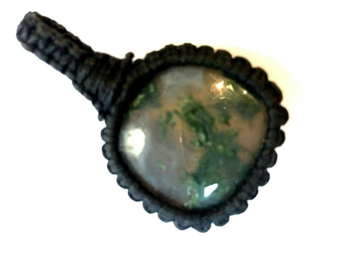 Festival Stall LTD Boho festival Clothing Boho hippy festival emo goth macrame gemstone moss agate pendant handmade 21