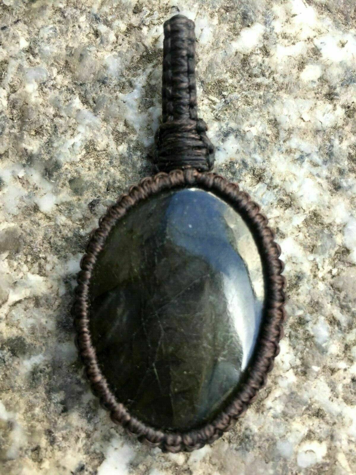 Festival Stall LTD Boho festival Clothing Boho hippy festival emo goth macrame gemstone moss agate pendant handmade 6