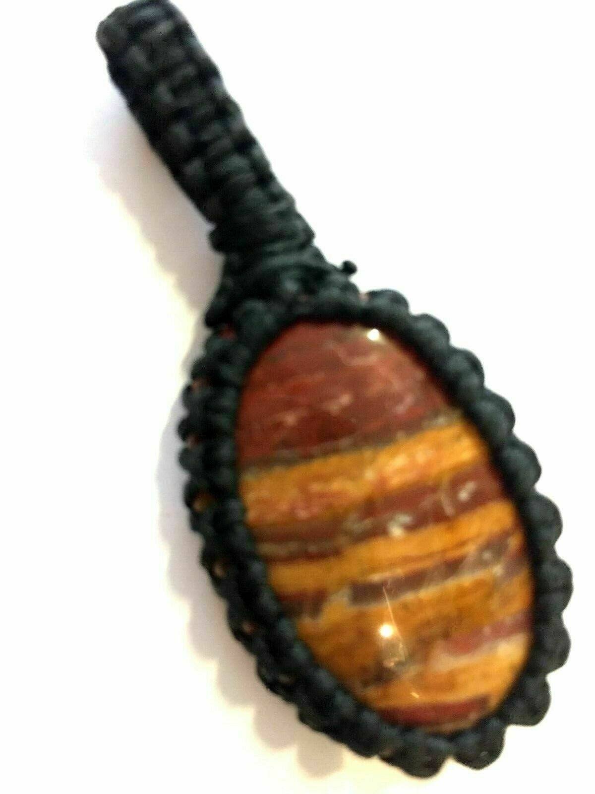 Festival Stall LTD Boho festival Clothing Boho hippy festival emo goth macrame gemstone red jasper pendant handmade 26