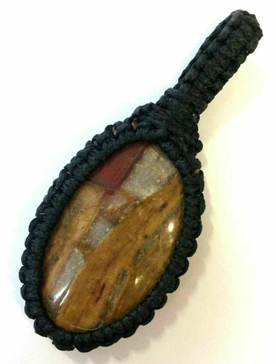 Festival Stall LTD Boho festival Clothing Boho hippy festival emo goth macrame gemstone red jasper pendant handmade 28