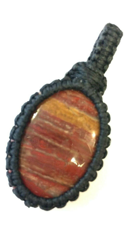 Festival Stall LTD Boho festival Clothing Boho hippy festival emo goth macrame gemstone red jasper pendant handmade 29