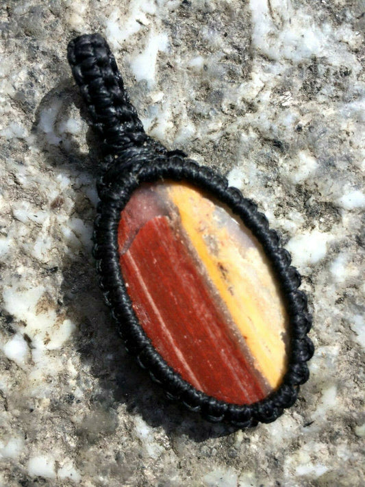 Festival Stall LTD Boho festival Clothing Boho hippy festival goth emo Macrame gemstone RED JASPER Pendant handmade 12