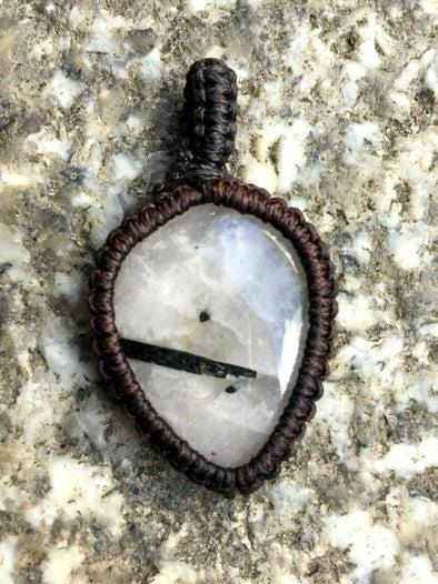 Festival Stall LTD Boho festival Clothing Boho hippy festival goth macrame gemstone tourmalated quartz crystal pendant 4