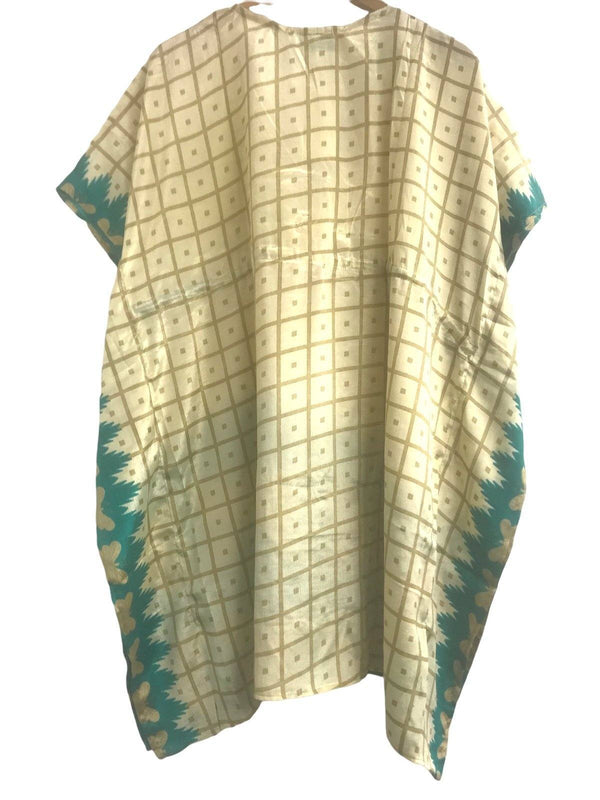 Festival Stall LTD Boho festival Clothing Boho hippy Festival JADE Sari Silk long tunic kaftan top cover up ONE SIZE