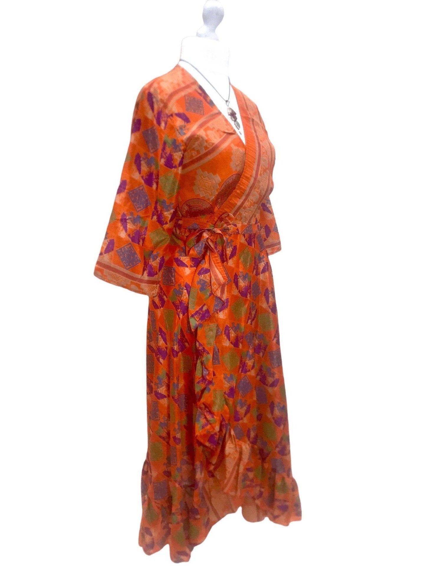 Festival Stall LTD Boho festival Clothing Boho hippy Festival Long maxi Sari-Silk pretty summer Wrap Dress UK 8 10 12 14