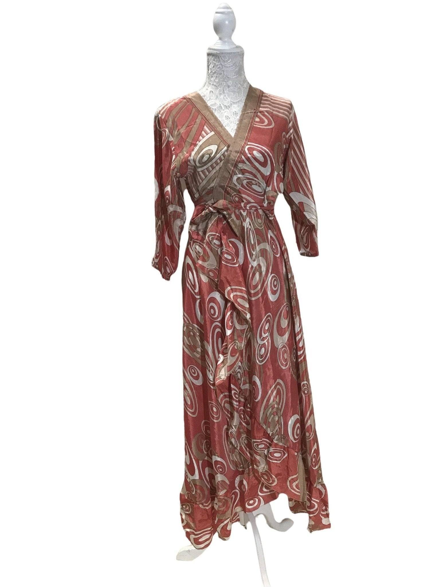 Festival Stall LTD Boho festival Clothing Boho hippy festival long maxi sari-silk pretty summer wrap dress uk 8 10 12 14